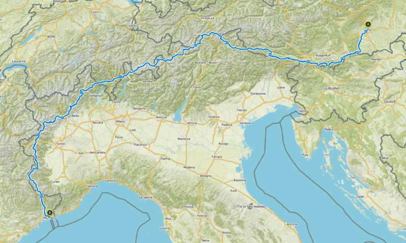 Graz - Monaco .... ganze Route